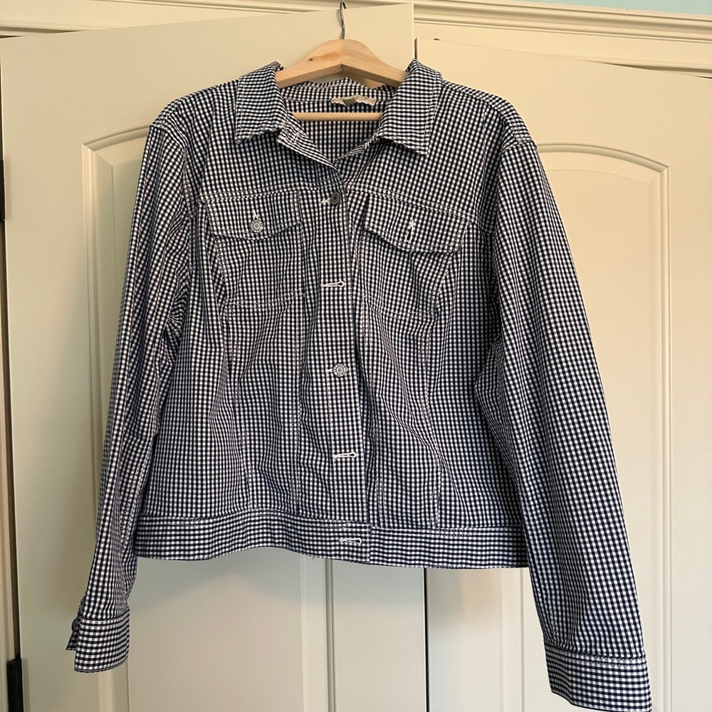 Classic Talbots Navy Blue and White Gingham Jacket